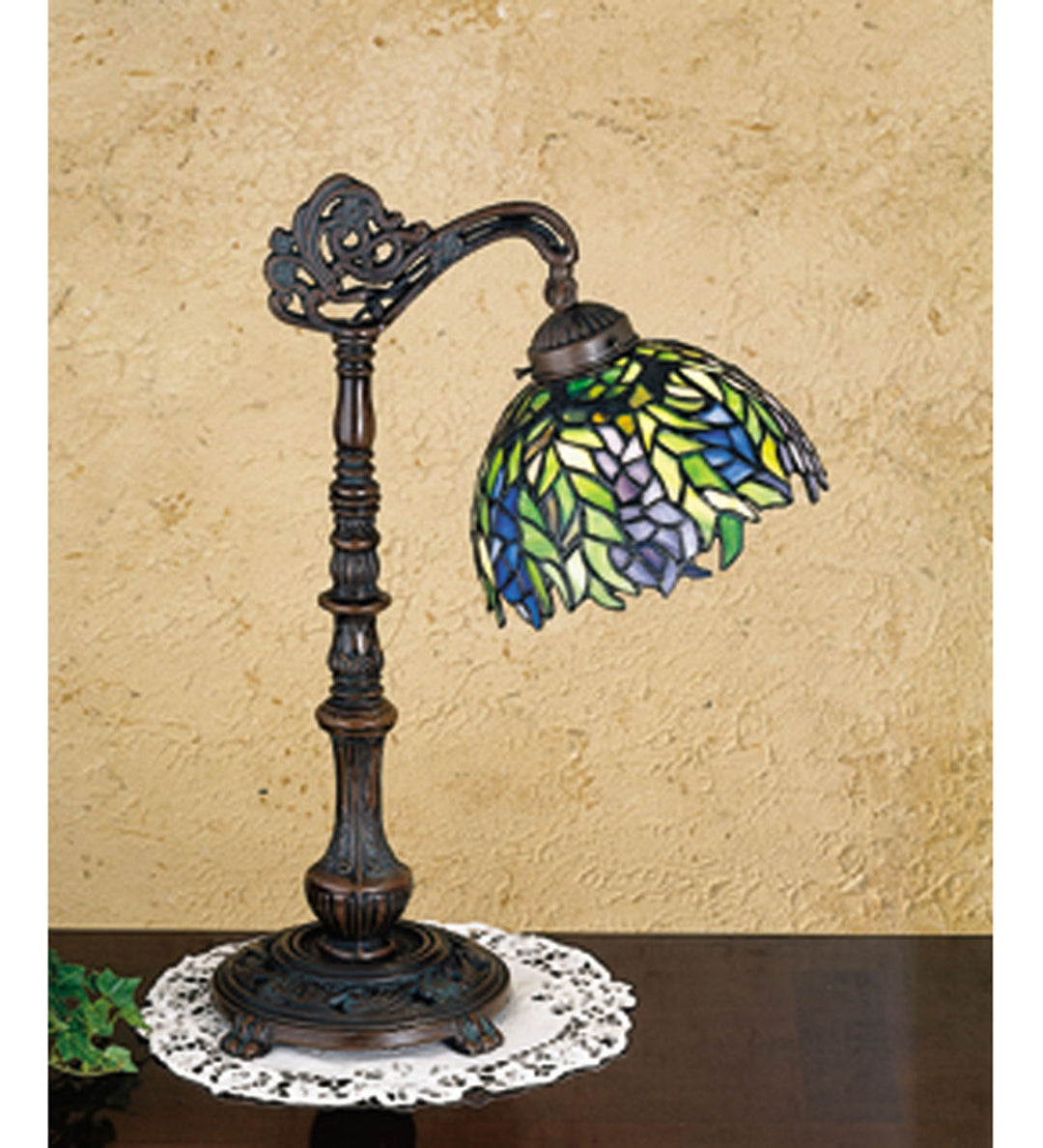 Meyda Tiffany Lighting 27167 Tiffany Honey Locust One Light Desk Lamp Lamp Bronze / Dark