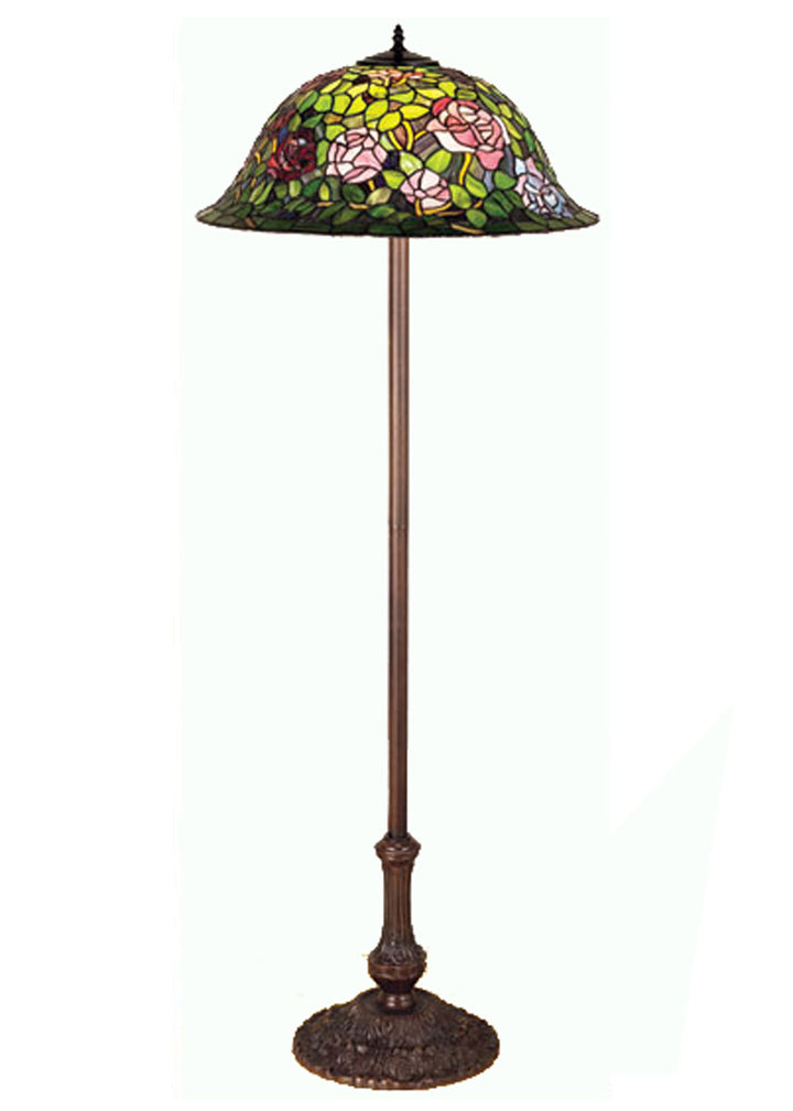 Meyda Tiffany Lighting 30368 Tiffany Rosebush Three Light Floor Lamp Lamp Bronze / Dark