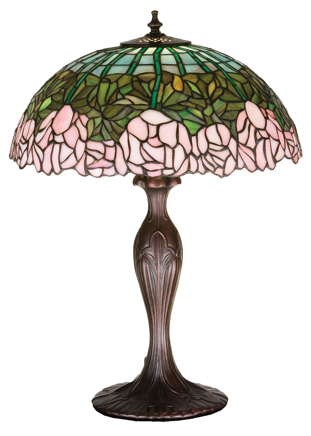 Meyda Tiffany Lighting 31143 Tiffany Cabbage Rose One Light Table Lamp Lamp Bronze / Dark