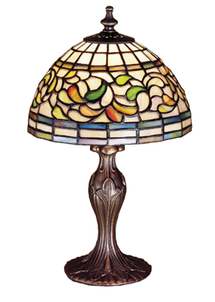 Meyda Tiffany Lighting 30314 Tiffany Turning Leaf One Light Table Lamp Lamp Bronze / Dark