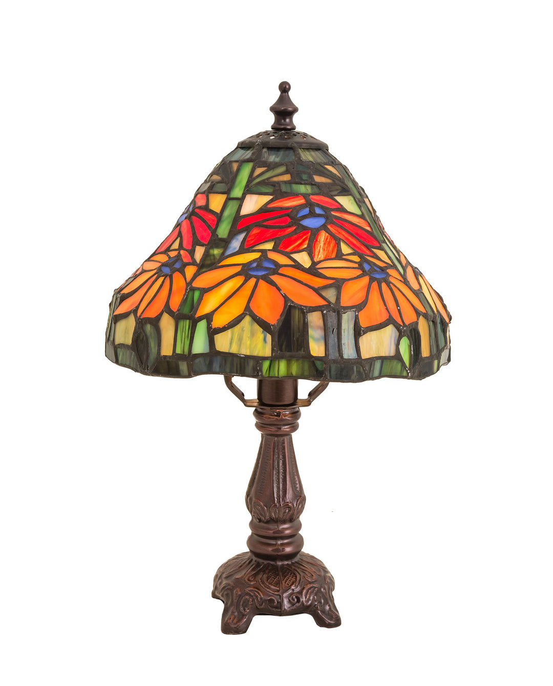 Meyda Tiffany Lighting 26633 Tiffany Poinsettia One Light Mini Lamp Lamp Bronze / Dark