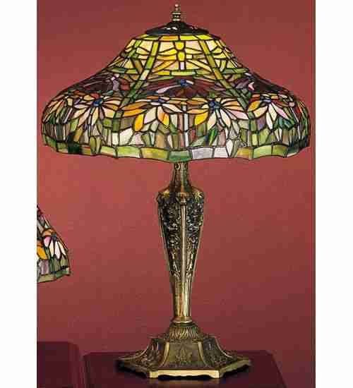 Meyda Tiffany Lighting 26632 Poinsettia 22"Table Lamp Lamp Bronze / Dark