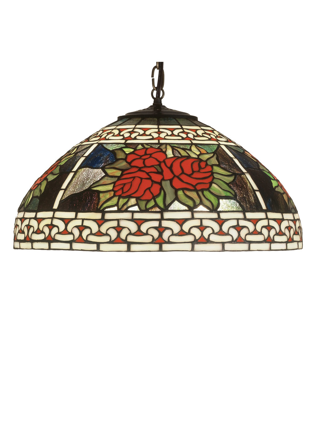 Meyda Tiffany Roses & Scrolls 51866 Pendant Light - Mahogany Bronze