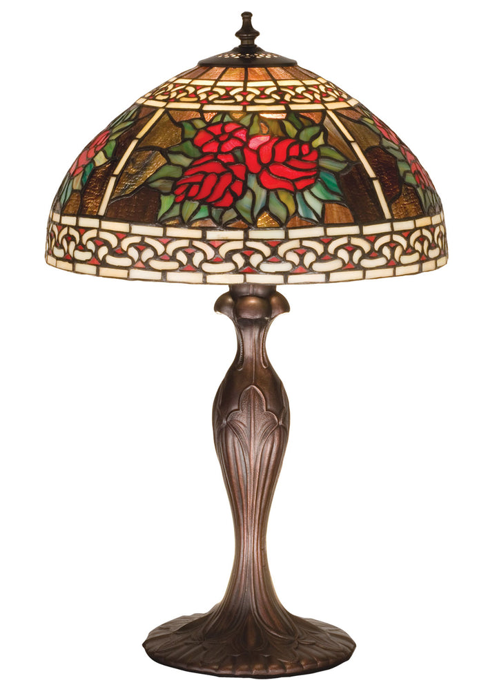 Meyda Tiffany Lighting 37789 Roses & Scrolls One Light Table Lamp Lamp Bronze / Dark