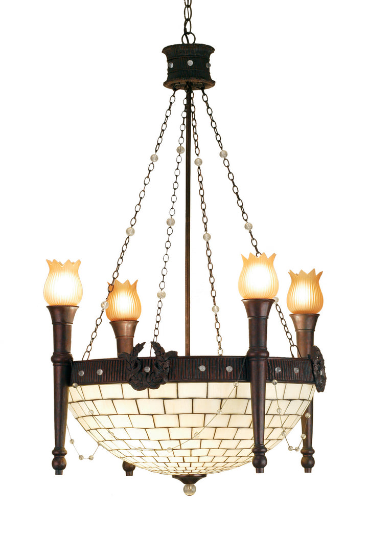 Meyda Tiffany Torch & Wreath 52060 Chandelier Light - Craftsman Brown