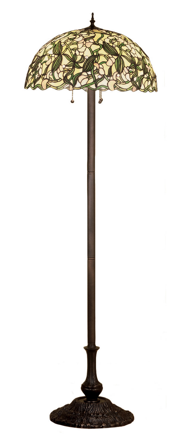 Meyda Tiffany Lighting 48623 Sweet Pea Three Light Floor Lamp Lamp Bronze / Dark