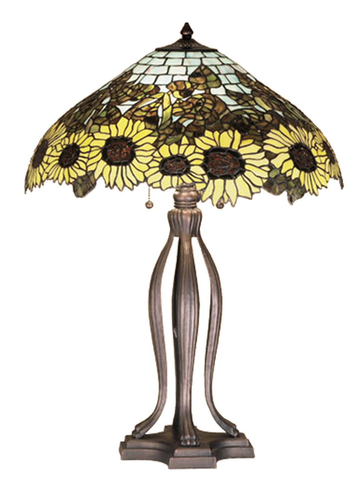 Meyda Tiffany Lighting 47592 Wild Sunflower Three Light Table Lamp Lamp Bronze / Dark