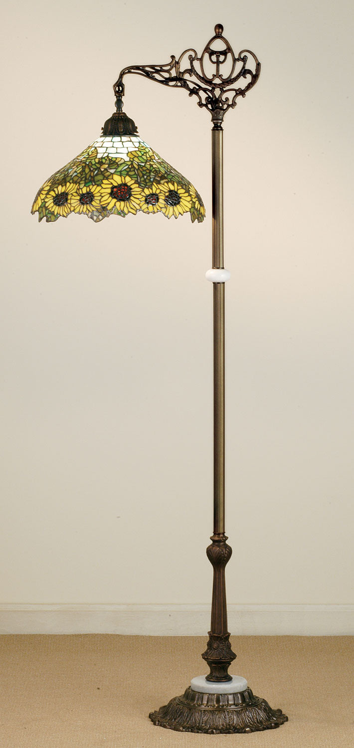 Meyda Tiffany Lighting 65834 Wild Sunflower One Light Bridge Arm Floor Lamp Lamp Bronze / Dark