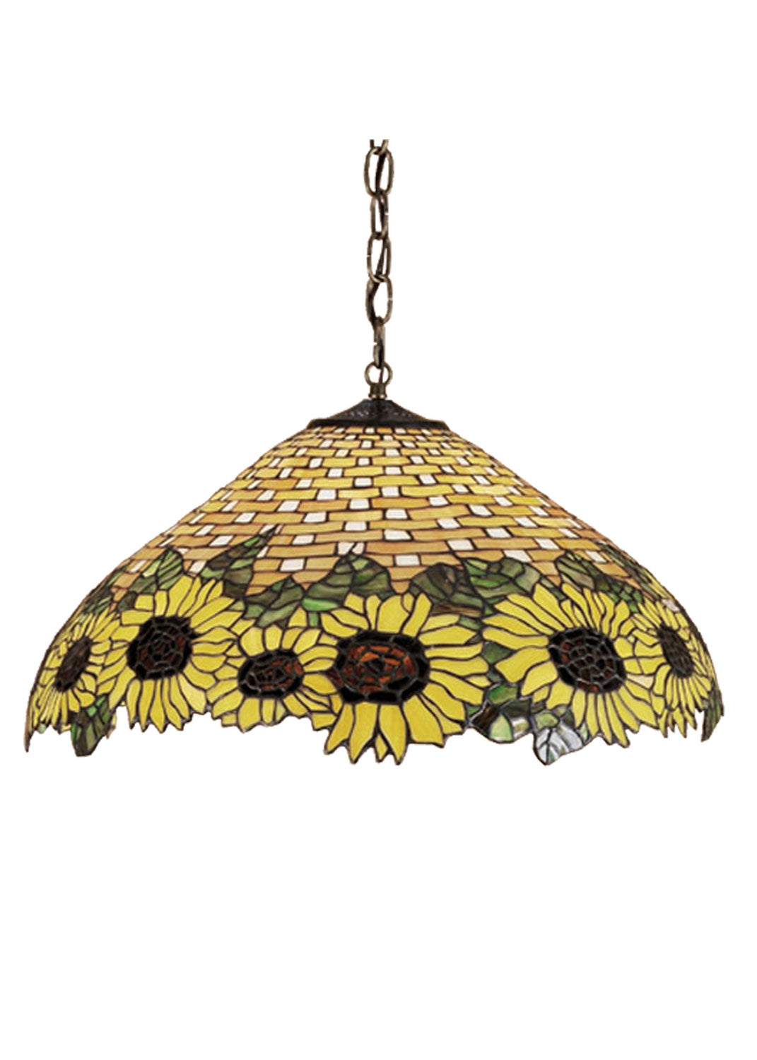 Meyda Tiffany Wicker Sunflower 47627 Pendant Light - Beige Ha Ia Amber