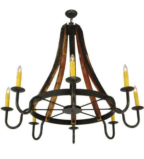 Meyda Tiffany Barrel Stave 140876 Chandelier Light - Natural Wood,Timeless Bronze