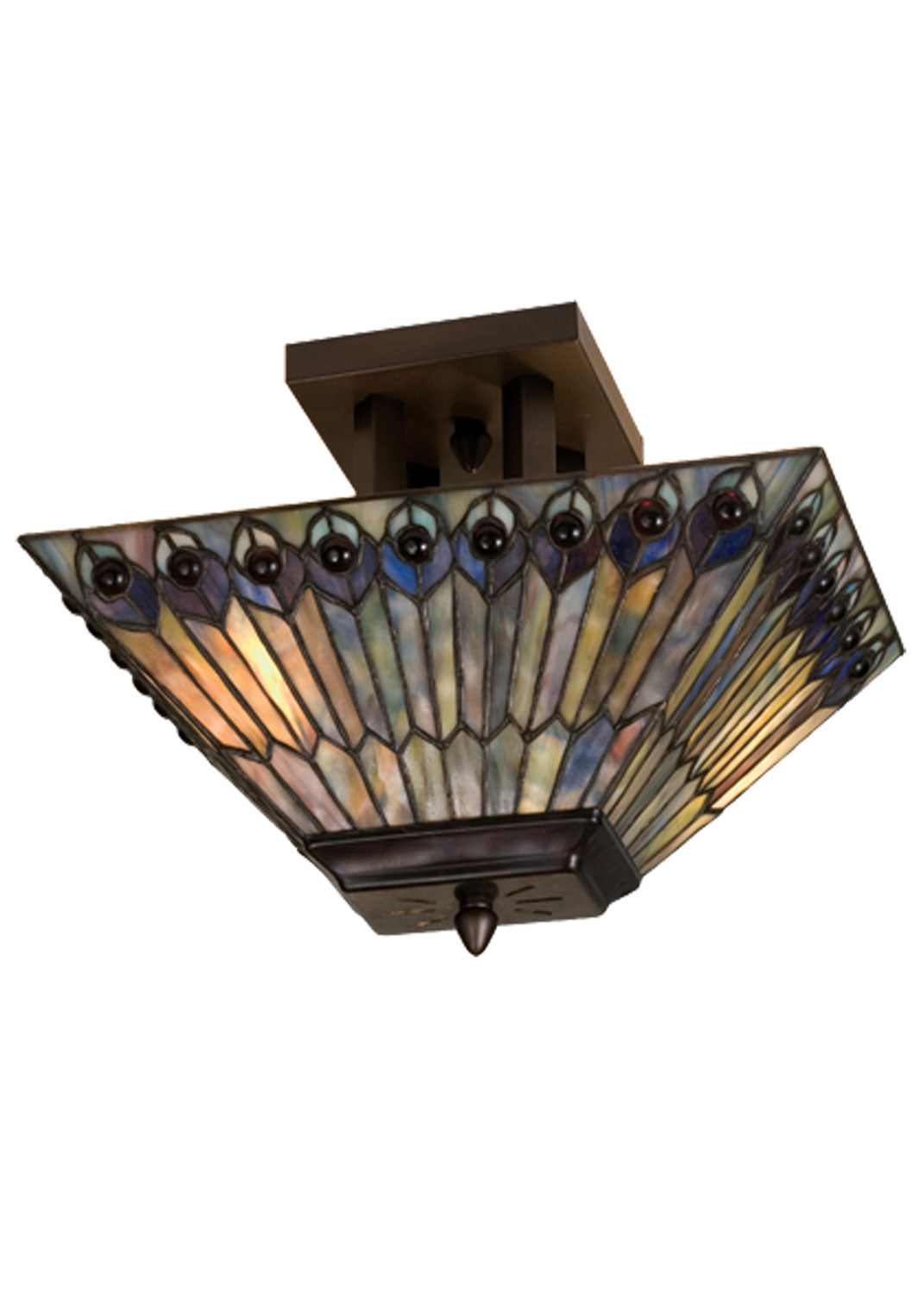 Meyda Tiffany Tiffany Jeweled Peacock 31191 Ceiling Light - Antique Copper