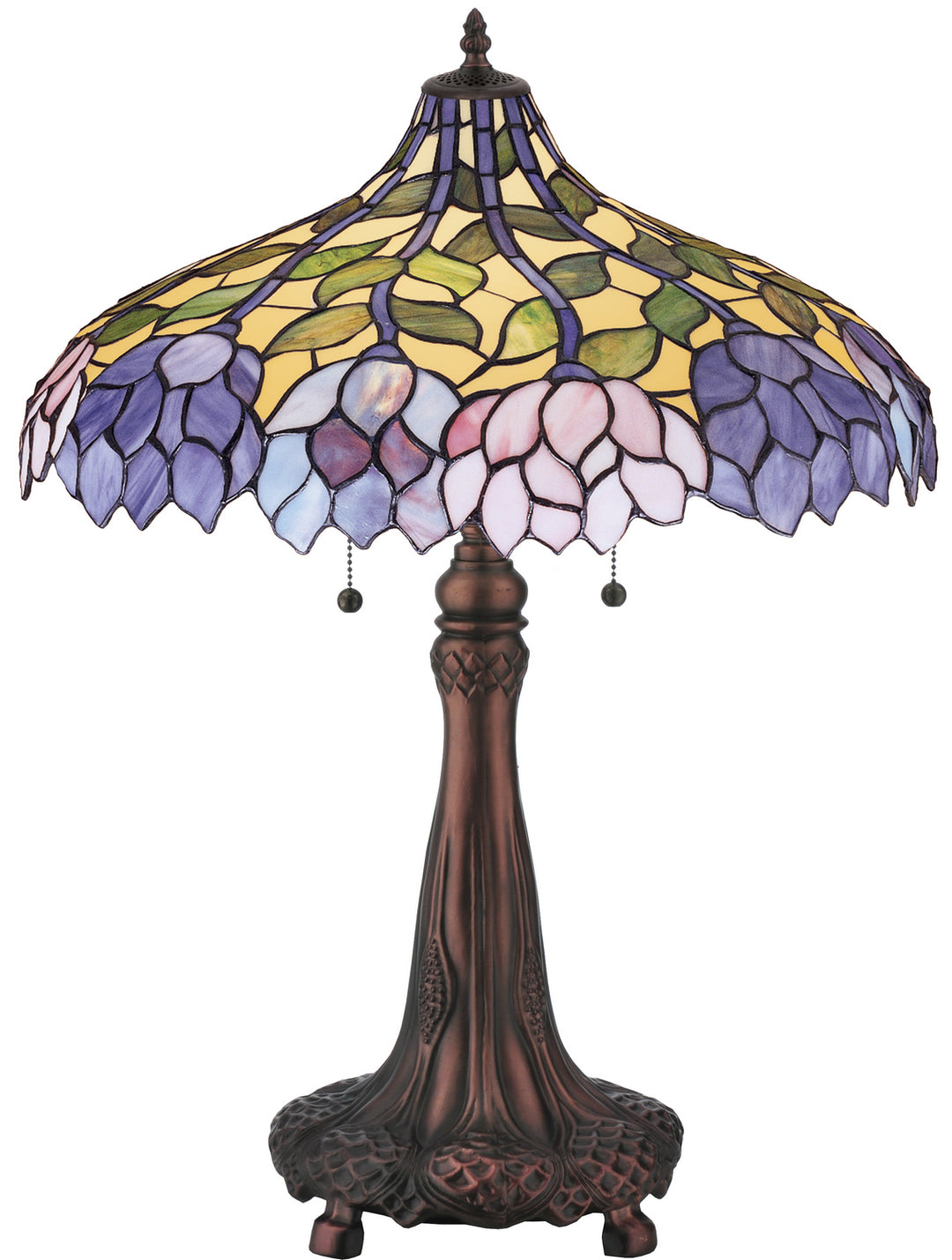 Meyda Tiffany Lighting 30452 Wisteria Two Light Table Lamp Lamp Bronze / Dark