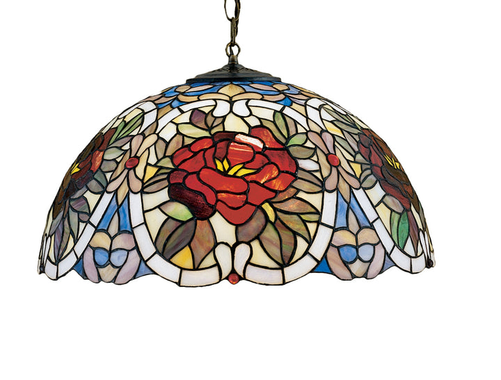 Meyda Tiffany Renaissance Rose 27600 Pendant Light - Beige Burgundy Cai Purple/Blue Bapa