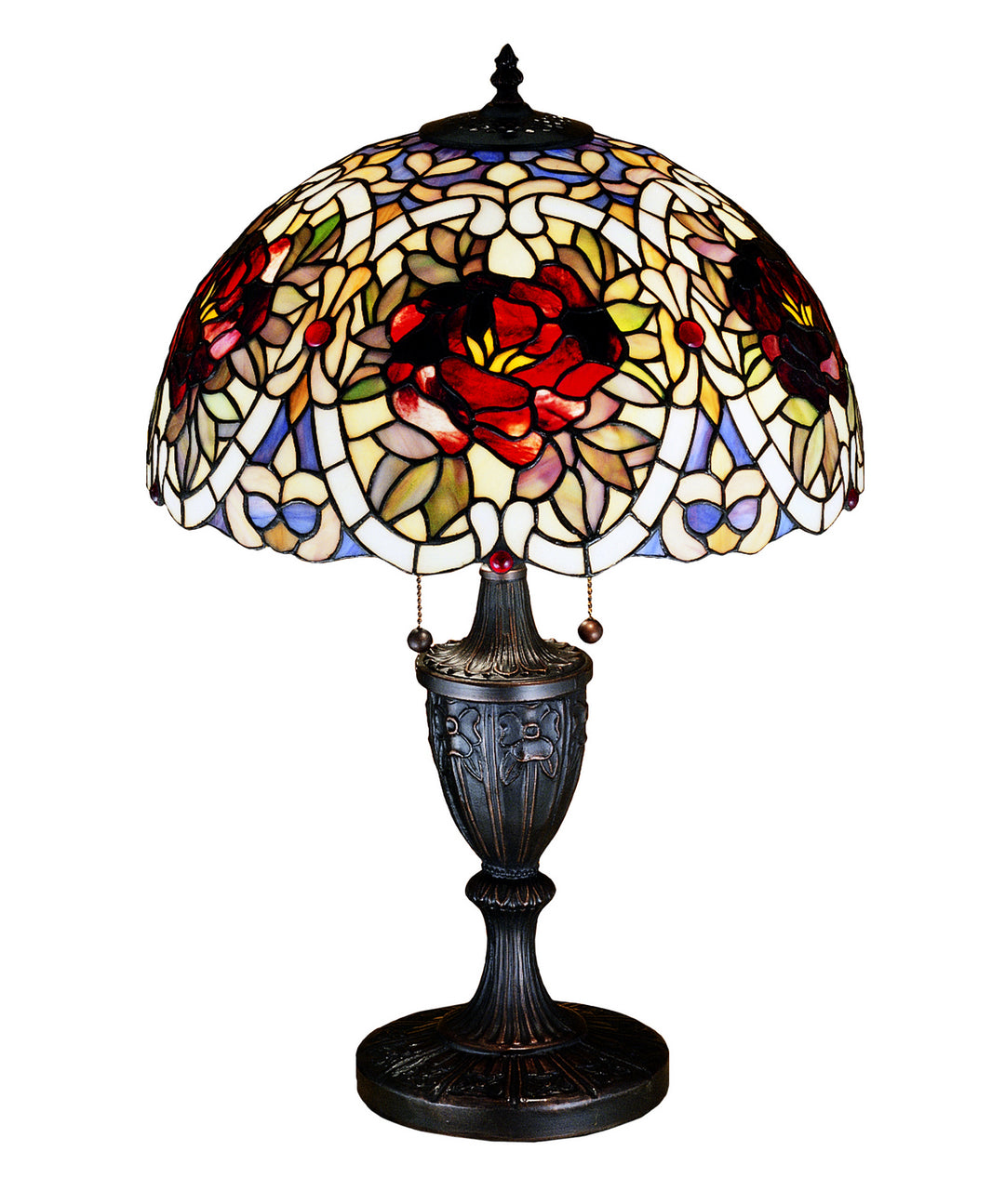 Meyda Tiffany Lighting 26674 Renaissance Rose Two Light Table Lamp Lamp Bronze / Dark