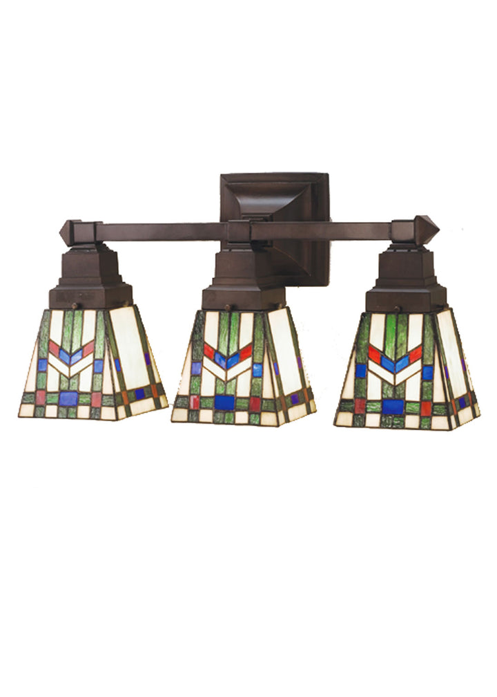 Meyda Tiffany Prairie Wheat 31248 Bath Vanity Light 20 in. wide - Beige Burgundy Lt Blue Green
