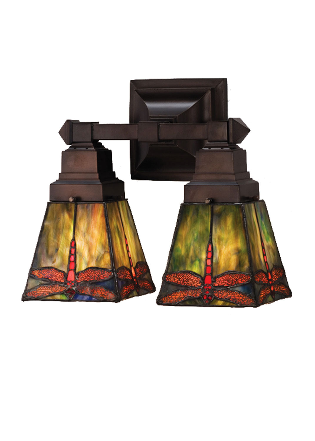 Meyda Tiffany Prairie Dragonfly 48188 Bath Vanity Light 12 in. wide - Pbag Flame Orange