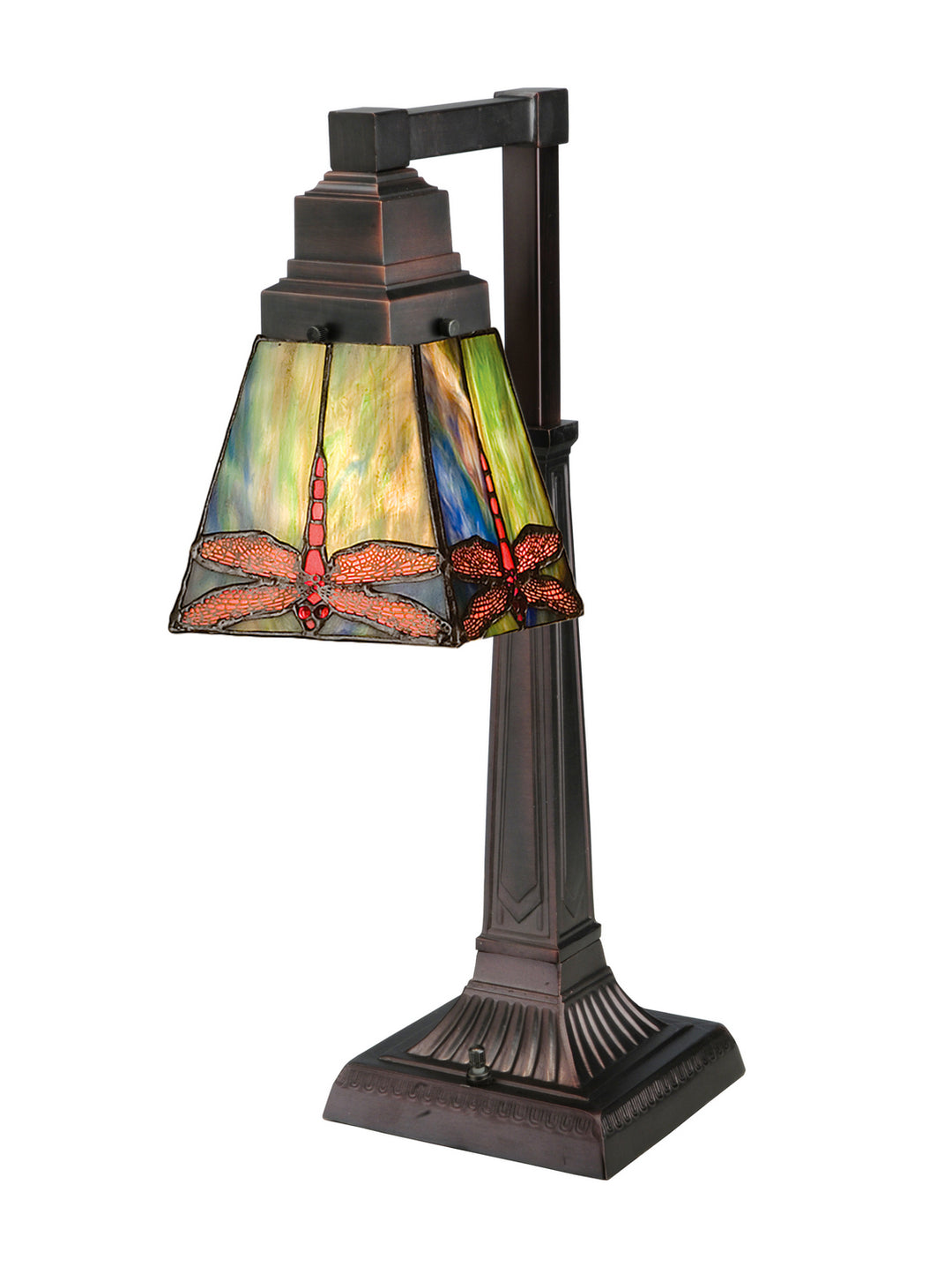 Meyda Tiffany Lighting 48212 Prairie Dragonfly One Light Desk Lamp Lamp Bronze / Dark