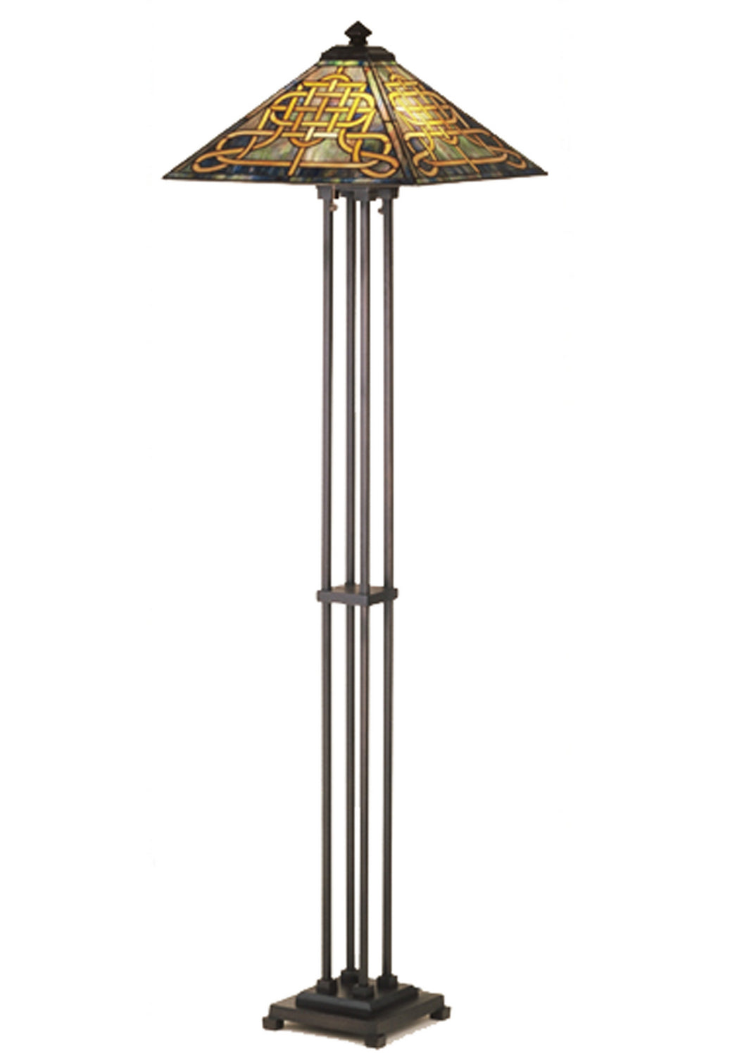 Meyda Tiffany Lighting 48023 Knotwork Mission Two Light Floor Lamp Lamp Bronze / Dark