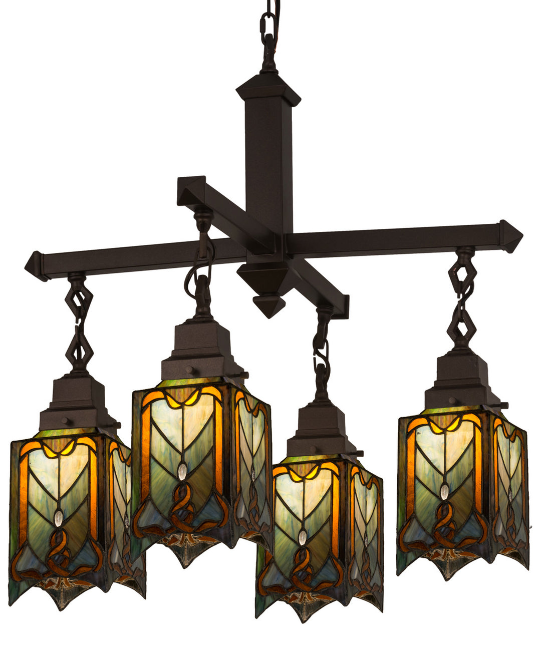 Meyda Tiffany Cottage Mission 31756 Chandelier Light - Mahogany Bronze