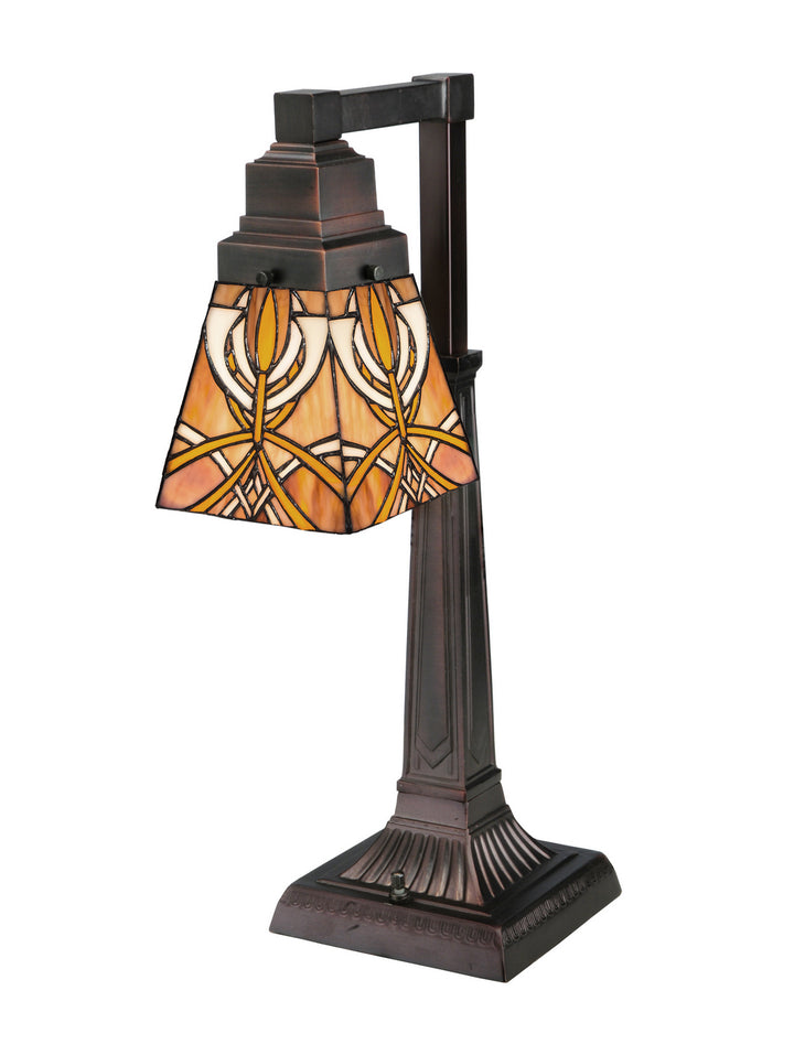 Meyda Tiffany Lighting 27636 Glasgow Bungalow One Light Desk Lamp Lamp Bronze / Dark