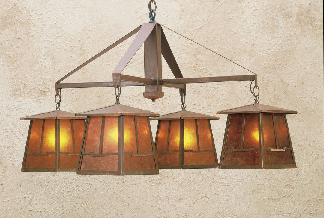 Meyda Tiffany Bungalow 47703 Chandelier Light - Rust/Amber Mica