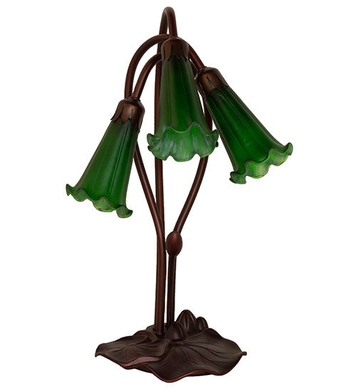 Meyda Tiffany Lighting 14150 Green Pond Lily Three Light Accent Lamp Lamp Bronze / Dark