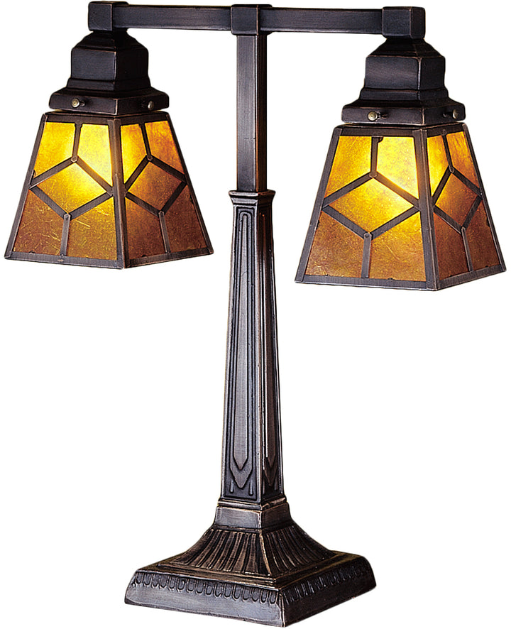 Meyda Tiffany Lighting 27879 Diamond Craftsman Two Light Table Lamp Lamp Bronze / Dark