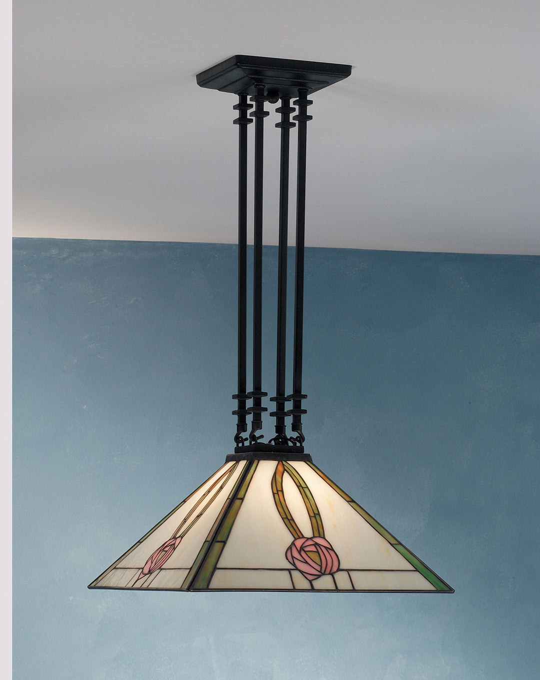 Meyda Tiffany Mack Pink Rose 66583 Pendant Light - Antique Brass