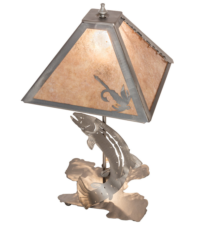 Meyda Tiffany Lighting 24231 Leaping Trout One Light Table Lamp Lamp Pewter, Nickel, Silver