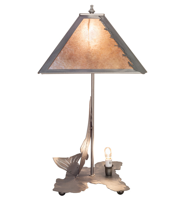 Meyda Tiffany Lighting 24231 Leaping Trout One Light Table Lamp Lamp Pewter, Nickel, Silver