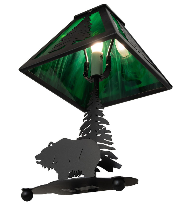 Meyda Tiffany Lighting 28313 Lone Grizzly Bear One Light Table Lamp Lamp Black