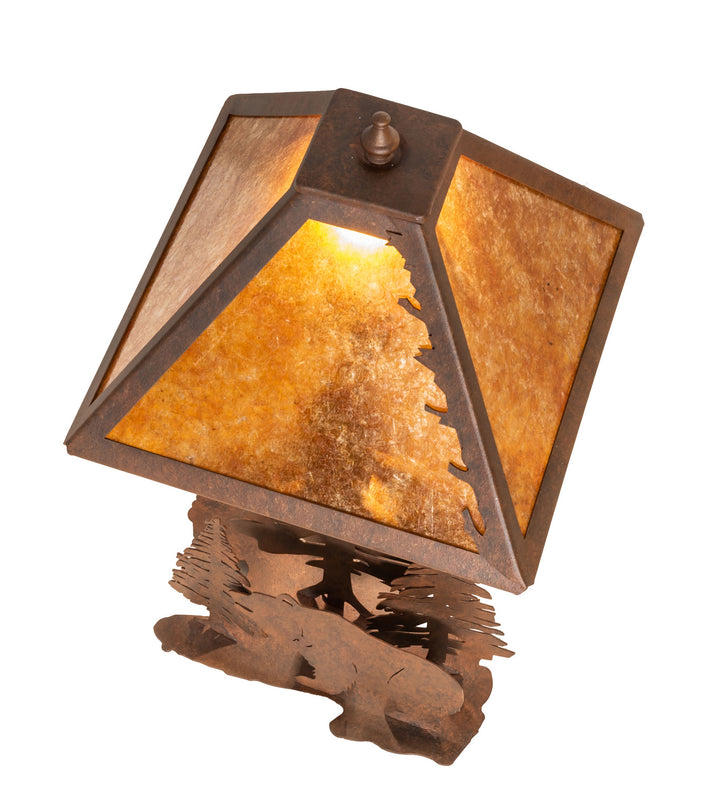 Meyda Tiffany Lighting 32555 Grizzly Bear Through The Trees Two Light Table Lamp Lamp Bronze / Dark