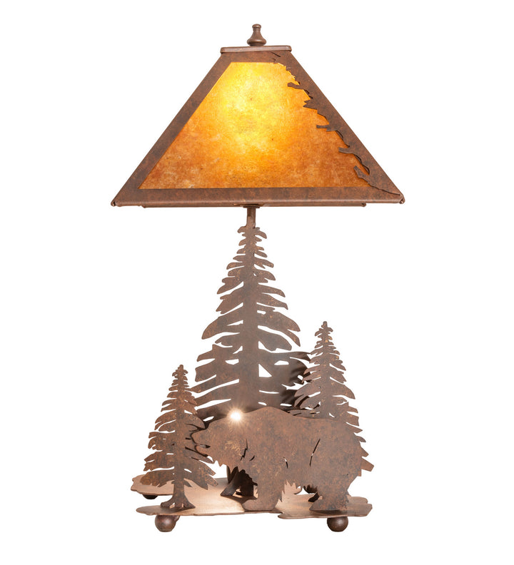 Meyda Tiffany Lighting 32555 Grizzly Bear Through The Trees Two Light Table Lamp Lamp Bronze / Dark