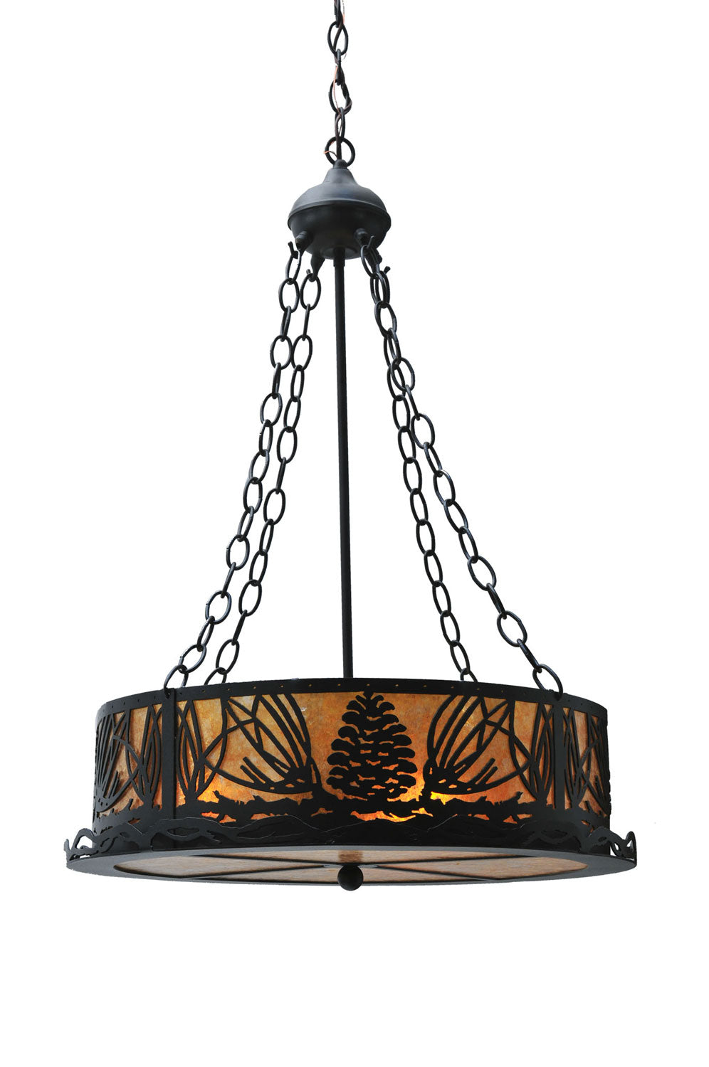 Meyda Tiffany Mountain Pine 29268 Pendant Light - Textured Black/Amber Mica