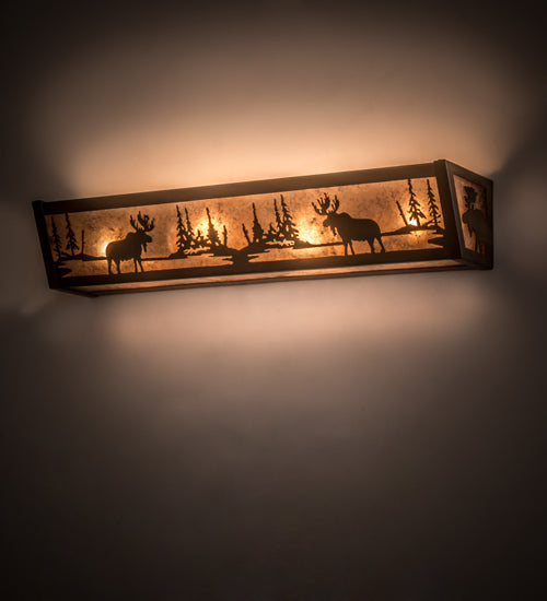 Meyda Tiffany Moose At Lake 14212 Bath Vanity Light 24 in. wide - Antique Copper