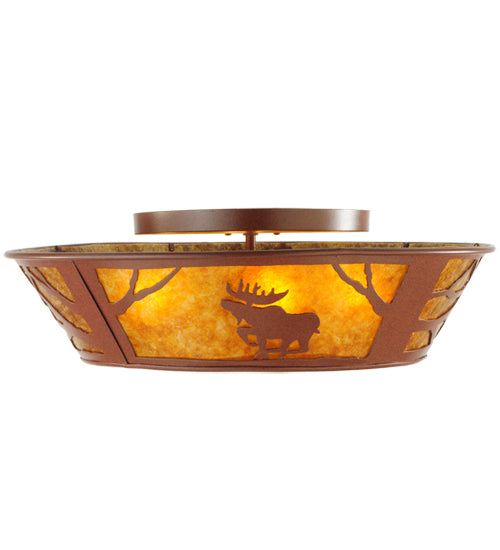 Meyda Tiffany Northwoods Moose On The Loose 142168 Ceiling Light - Red Rust