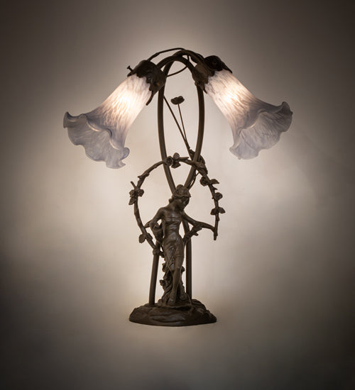 Meyda Tiffany Lighting 142212 Gray Two Light Table Lamp Lamp Bronze / Dark