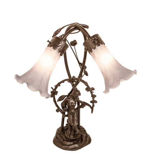 Meyda Tiffany Lighting 142212 Gray Two Light Table Lamp Lamp Bronze / Dark