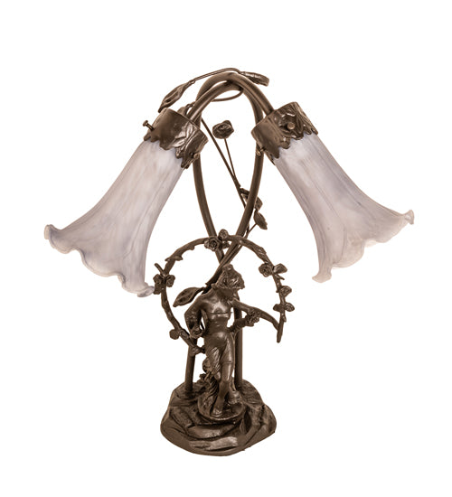 Meyda Tiffany Lighting 142212 Gray Two Light Table Lamp Lamp Bronze / Dark