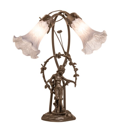 Meyda Tiffany Lighting 142212 Gray Two Light Table Lamp Lamp Bronze / Dark