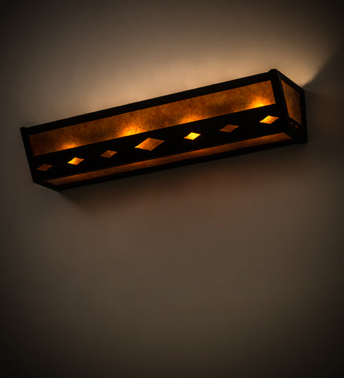 Meyda Tiffany Diamond Trim 14247 Bath Vanity Light 24 in. wide - Craftsman Brown