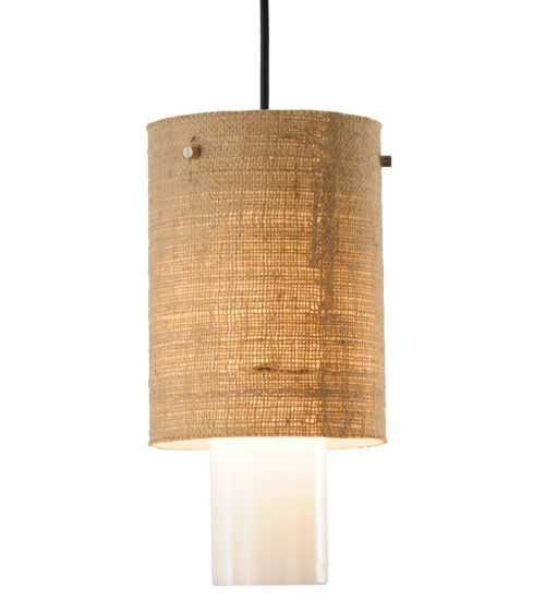 Meyda Tiffany Cilindro 143132 Pendant Light - Black/Beige Burlap