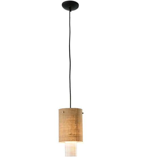 Meyda Tiffany Cilindro 143132 Pendant Light - Black/Beige Burlap