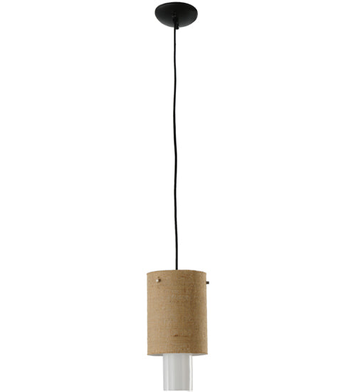 Meyda Tiffany Cilindro 143132 Pendant Light - Black/Beige Burlap