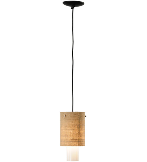 Meyda Tiffany Cilindro 143132 Pendant Light - Black/Beige Burlap