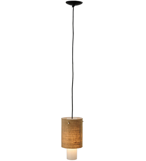 Meyda Tiffany Cilindro 143132 Pendant Light - Black/Beige Burlap