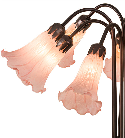 Meyda Tiffany Lighting 14363 Pink Pond Lily Ten Light Table Lamp Lamp Bronze / Dark