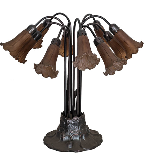 Meyda Tiffany Lighting 14369 Amber Pond Lily Ten Light Table Lamp Lamp Bronze / Dark