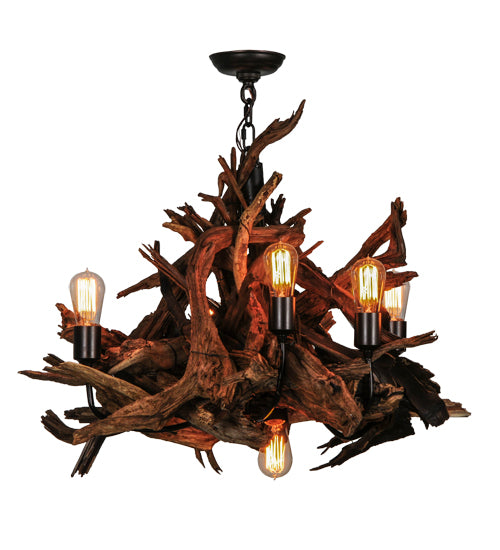 Meyda Tiffany Driftwood 144568 Chandelier Light - Natural Wood,Mahogany Bronze