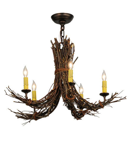 Meyda Tiffany Twigs 145097 Chandelier Light - Natural Wood,Mahogany Bronze